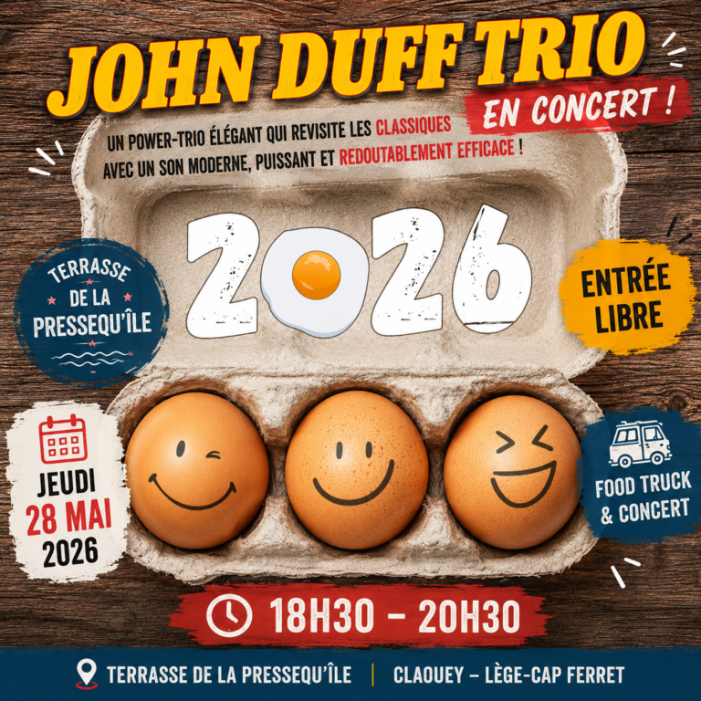John Duff Trio concert terrasse Claouey jeudi 28 mai 2026 La Pressequ’île