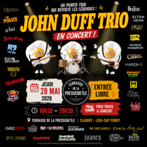 John Duff Trio concert Claouey 28 mai 2026 grands classiques revisités