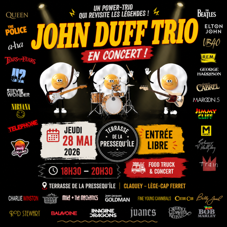 John Duff Trio concert Claouey 28 mai 2026 grands classiques revisités