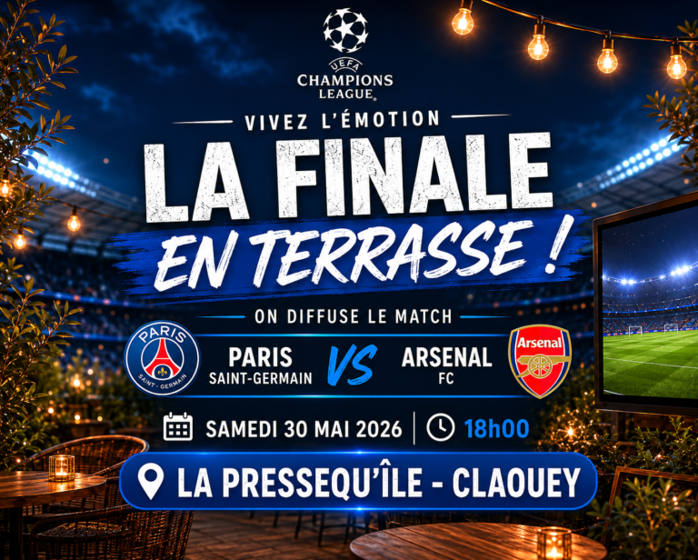 Diffusion football en terrasse à La Pressequ’île Claouey samedi 30 mai 2026