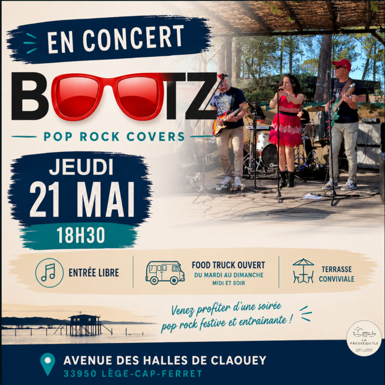 Affiche du concert Bootz à La Pressequ’île à Claouey