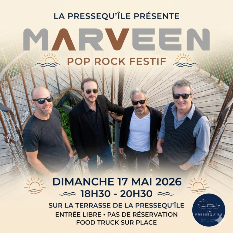 Affiche du concert Marveen à La Pressequ’île Claouey Lège-Cap-Ferret.