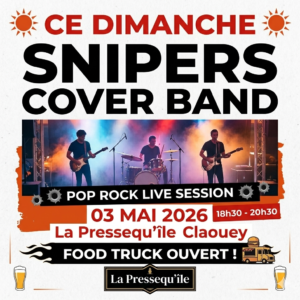 Affiche concert Snipers dimanche 3 mai La Pressequ'île Claouey Food Truck ouvert