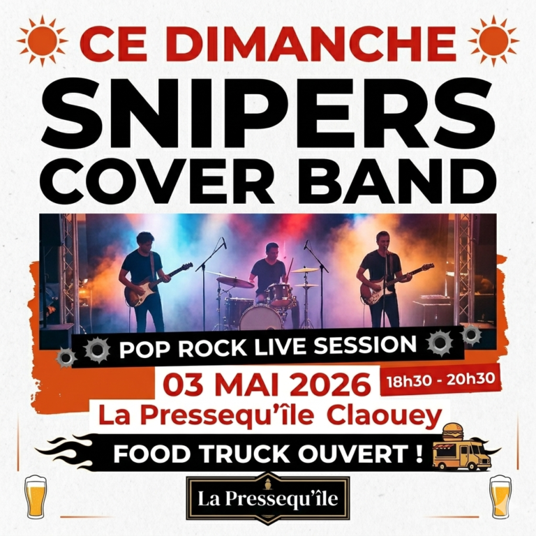 Affiche concert Snipers dimanche 3 mai La Pressequ'île Claouey Food Truck ouvert